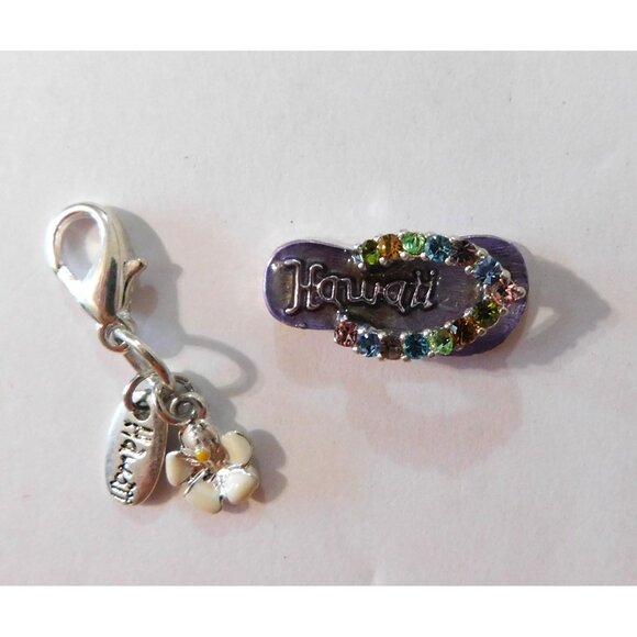 Hawaii Flip Flop Flower Rhinestone Charms Aloha Pendant For Bracelets Keychains - Picture 9 of 10